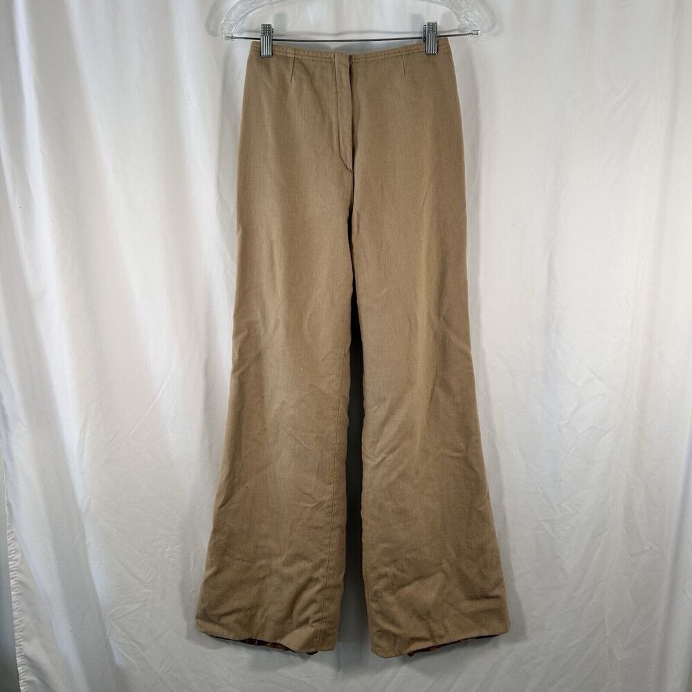 VTG Patty Woodard Virgin Wool Pants Women's 12 24" Brown Lined High Rise Flared